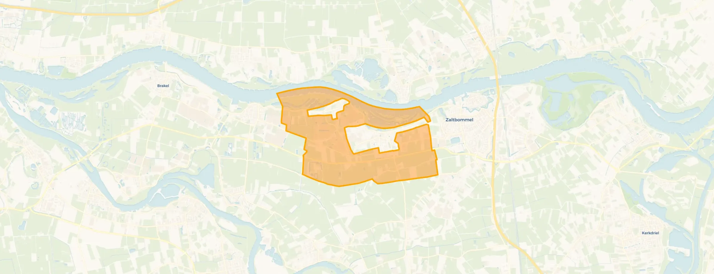 Kaart van Verspreide huizen polders Gameren en Nieuwaal