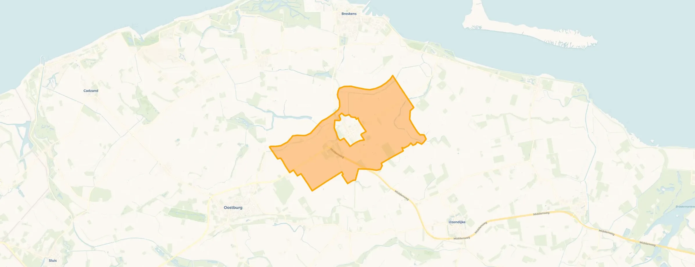 Kaart van Verspreide huizen Schoondijke