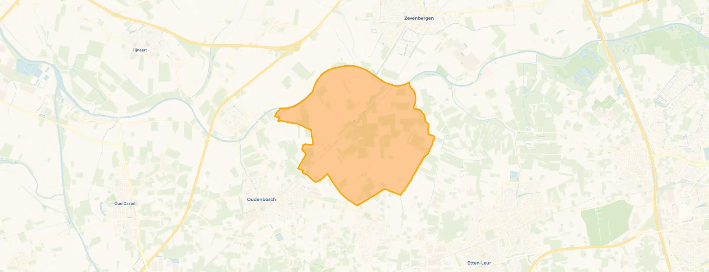 Verspreide huizen ten noorden van Hoeven