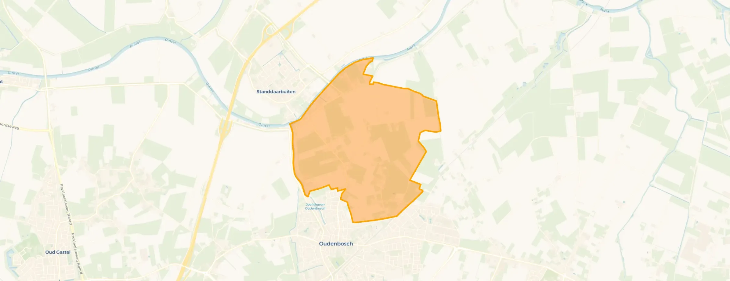 Kaart van Verspreide huizen ten noorden van Oudenbosch