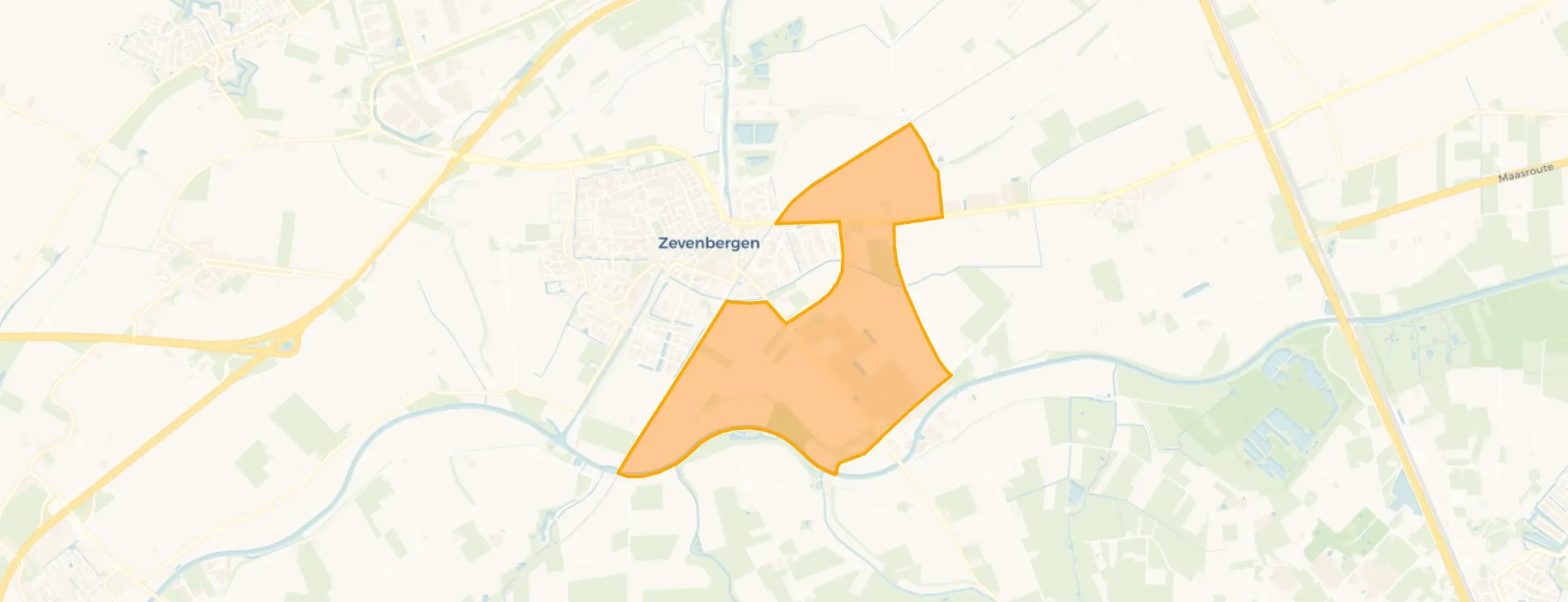 Verspreide huizen ten oosten van Zevenbergen