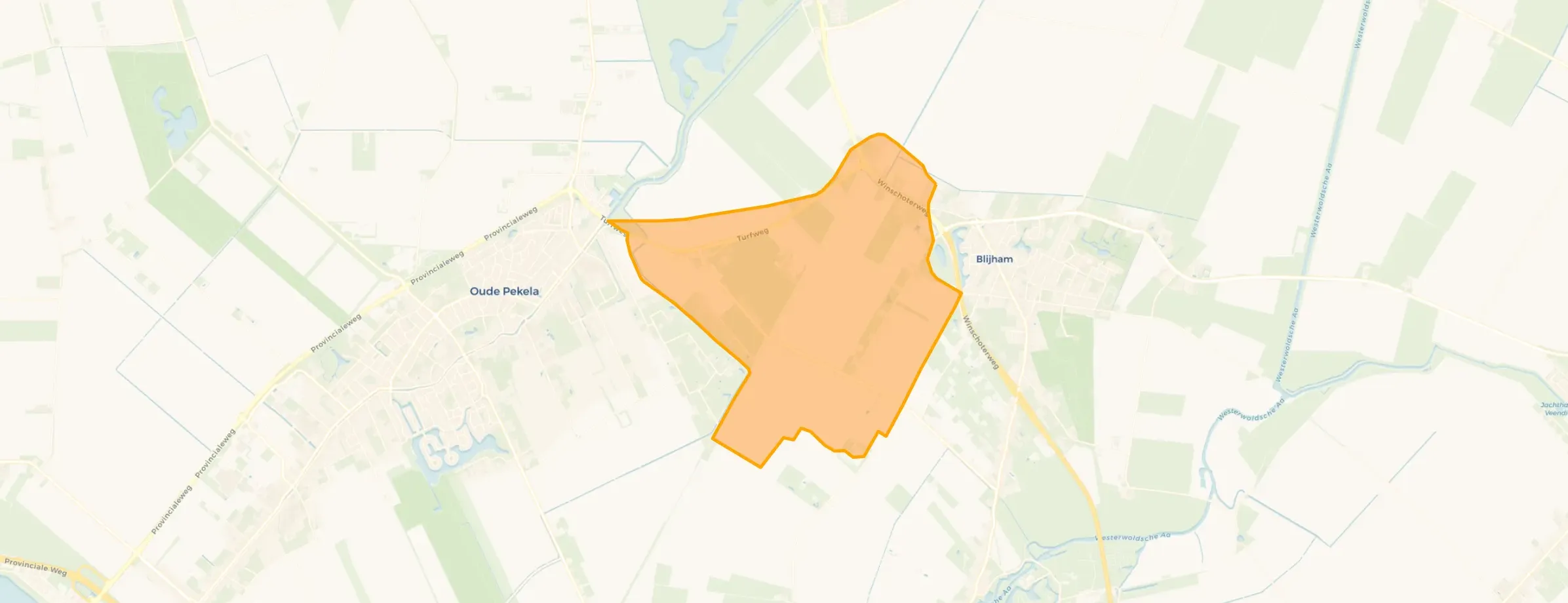 Verspreide huizen ten westen van Blijham