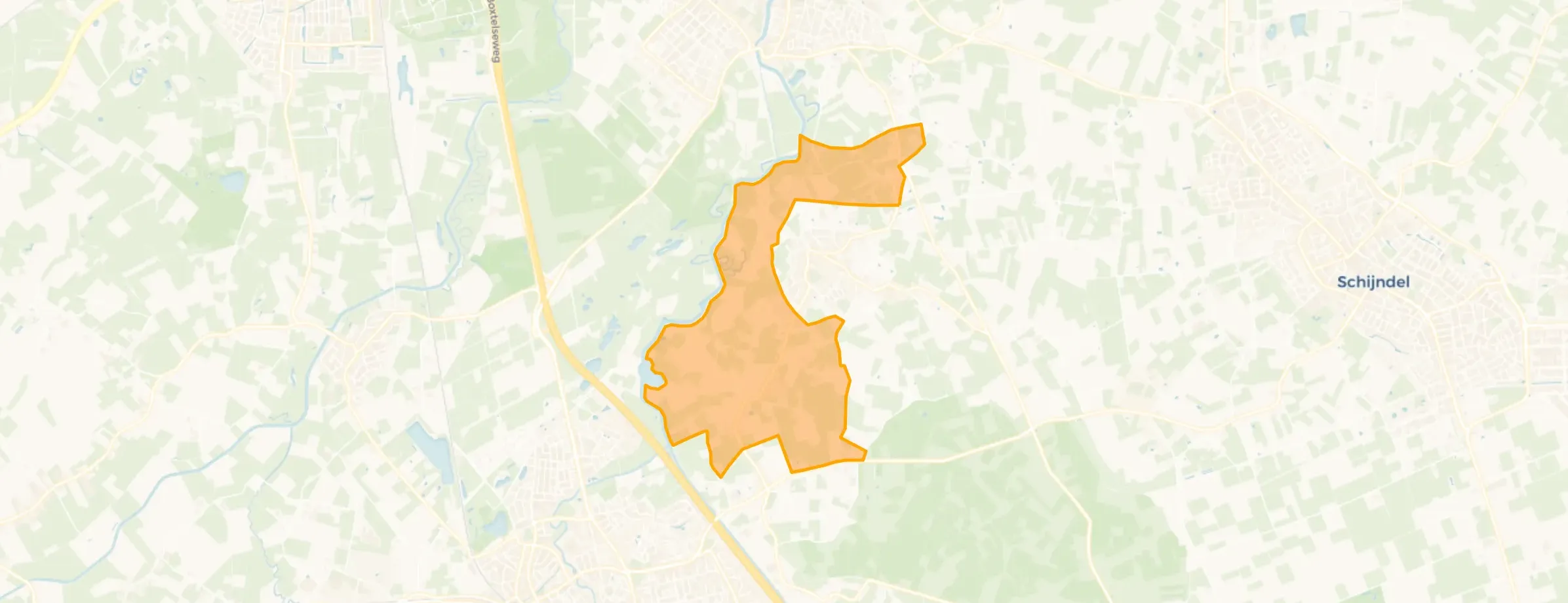 Kaart van Verspreide huizen ten westen van Gemonde