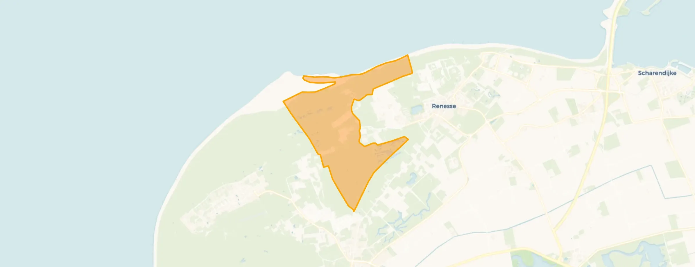 Kaart van Verspreide huizen ten westen van Renesse