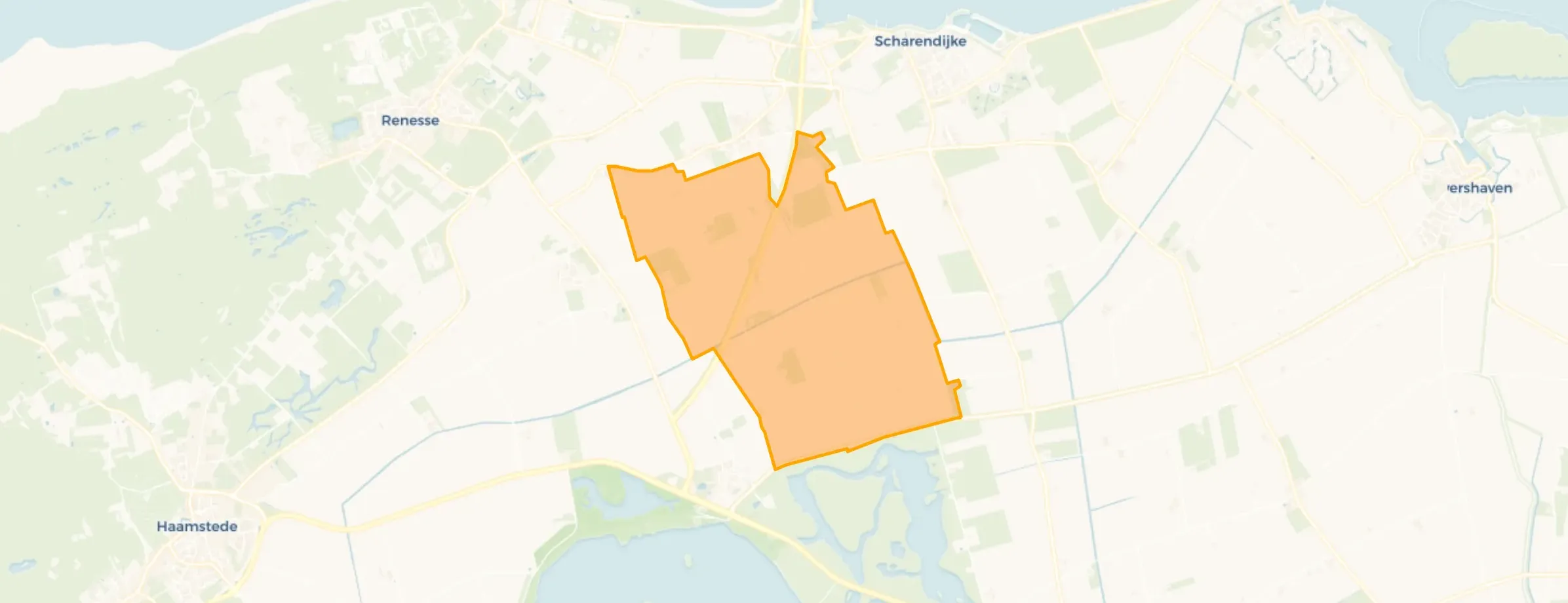 Kaart van Verspreide huizen ten zuiden van Ellemeet