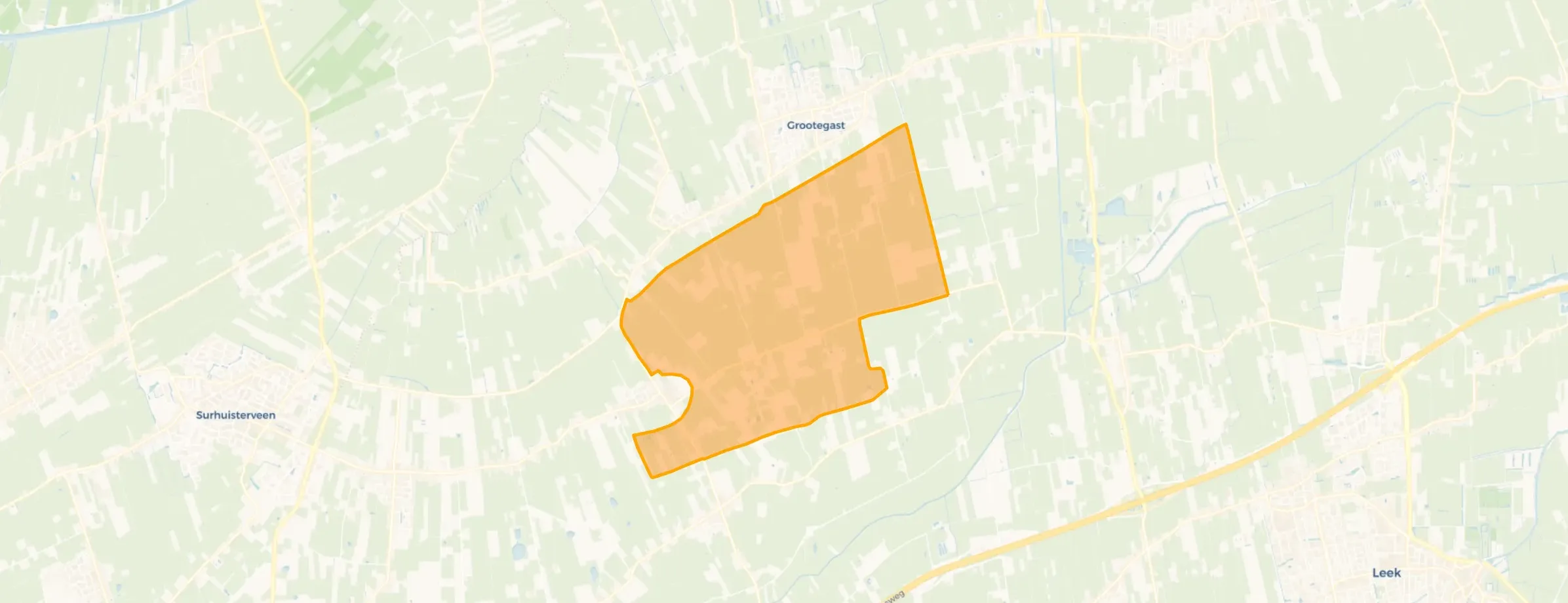 Verspreide huizen ten zuiden van Grootegast