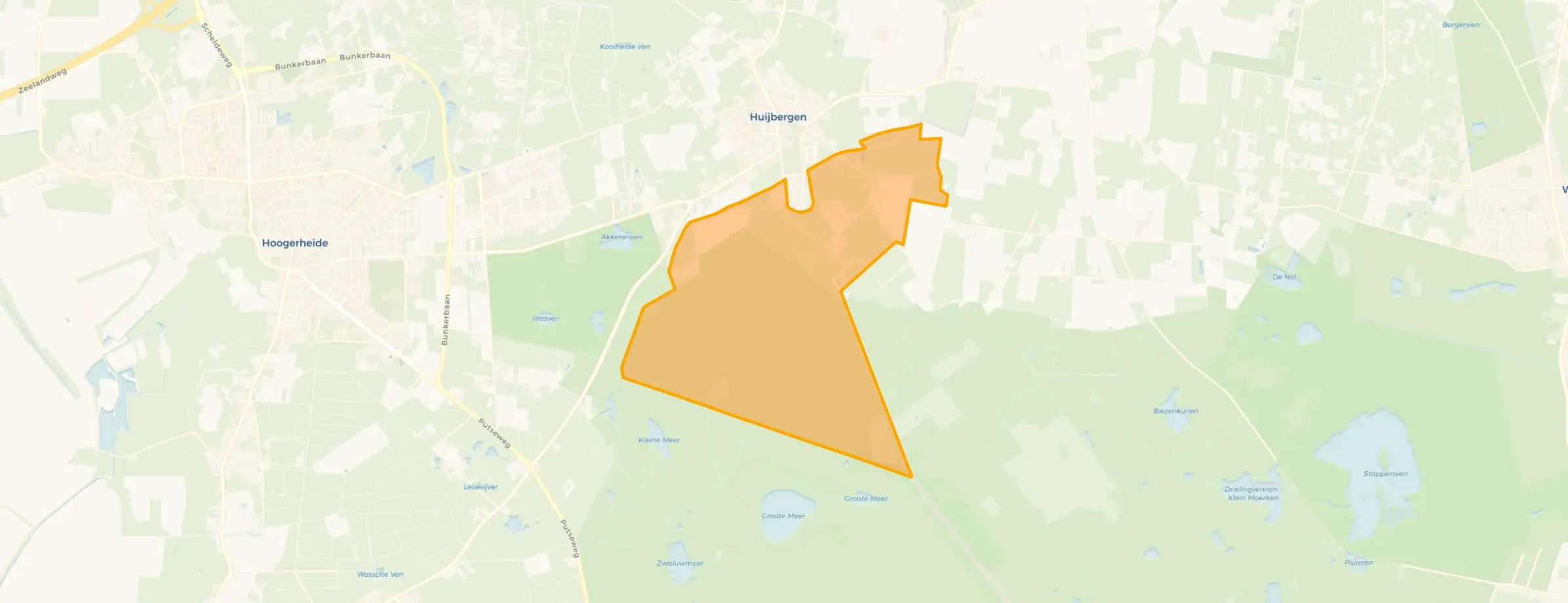 Verspreide huizen ten zuiden van Huijbergen
