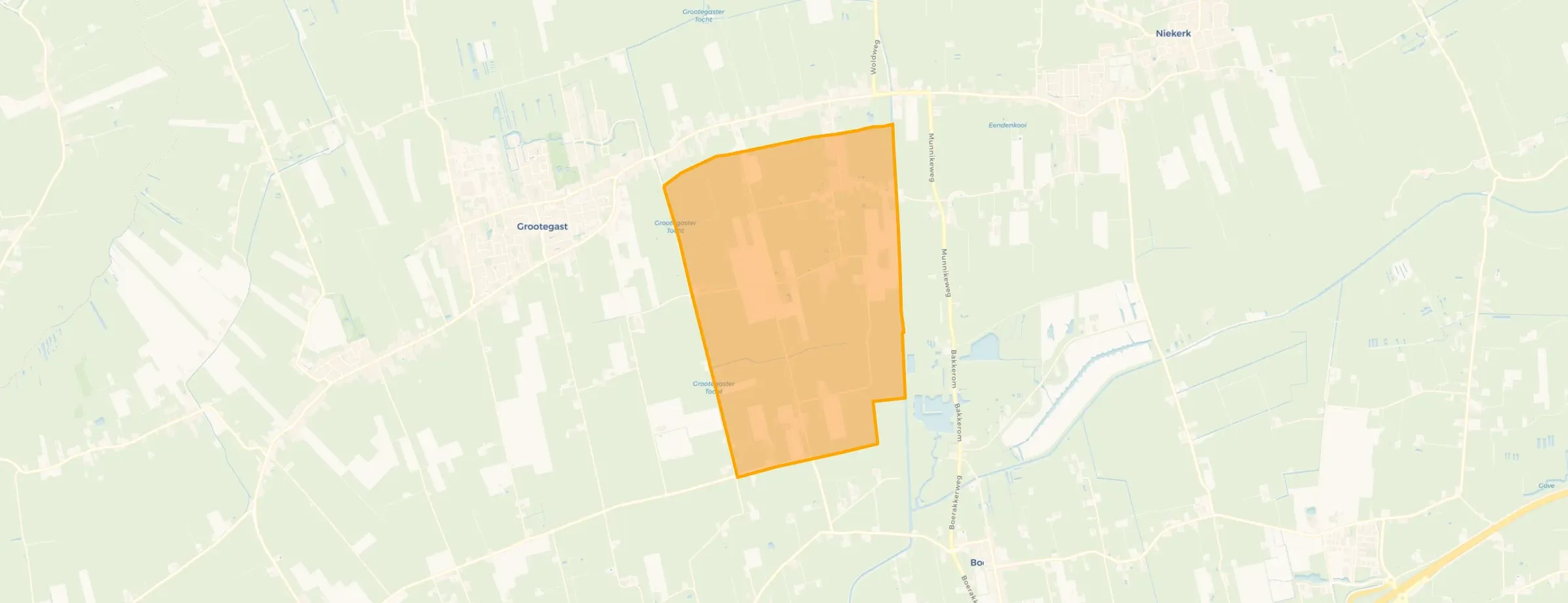 Verspreide huizen ten zuiden van Sebaldeburen