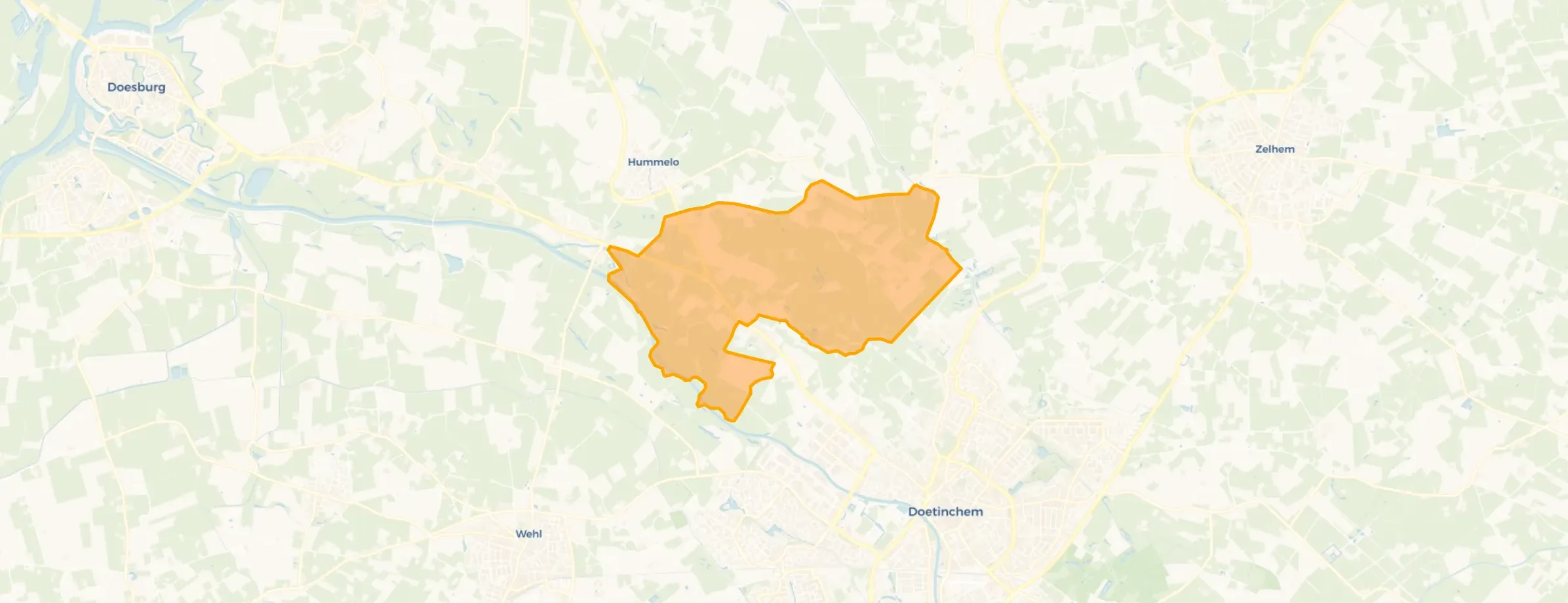 Kaart van Verspreide huizen ten zuidoosten van Hummelo