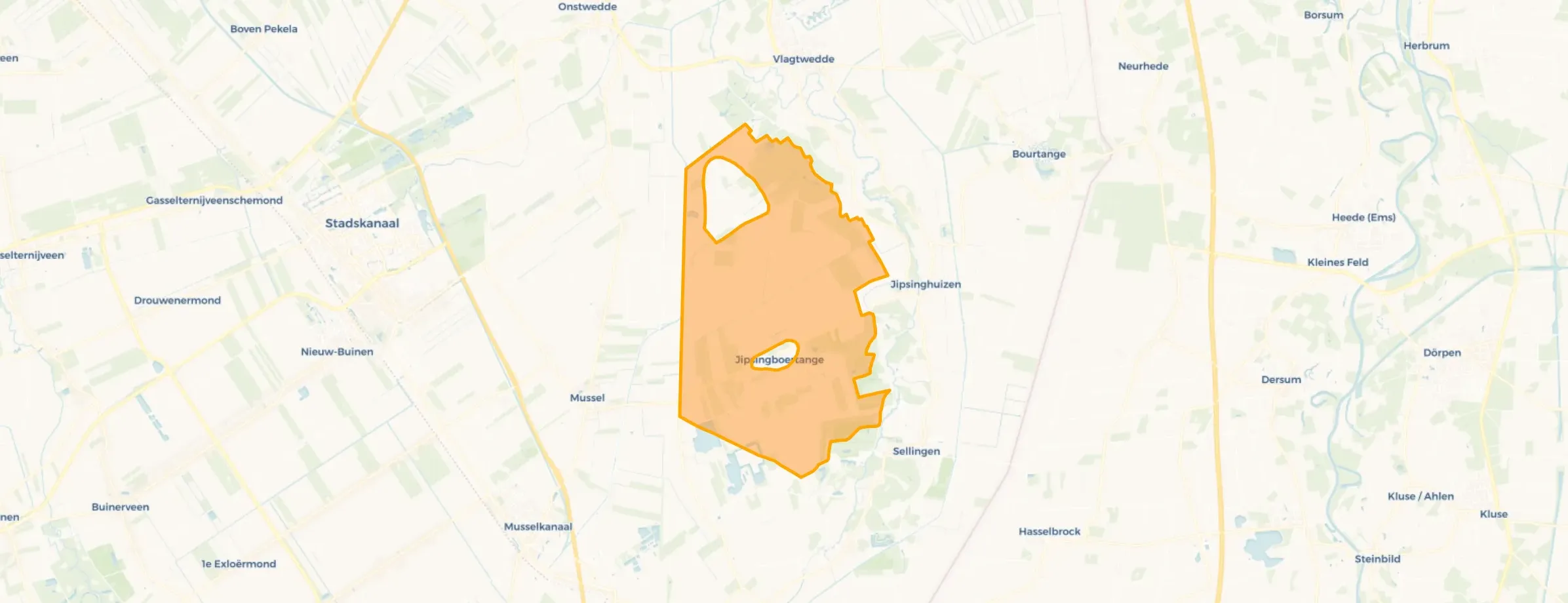 Kaart van Verspreide huizen tussen Harpel en Sellingerbeetse
