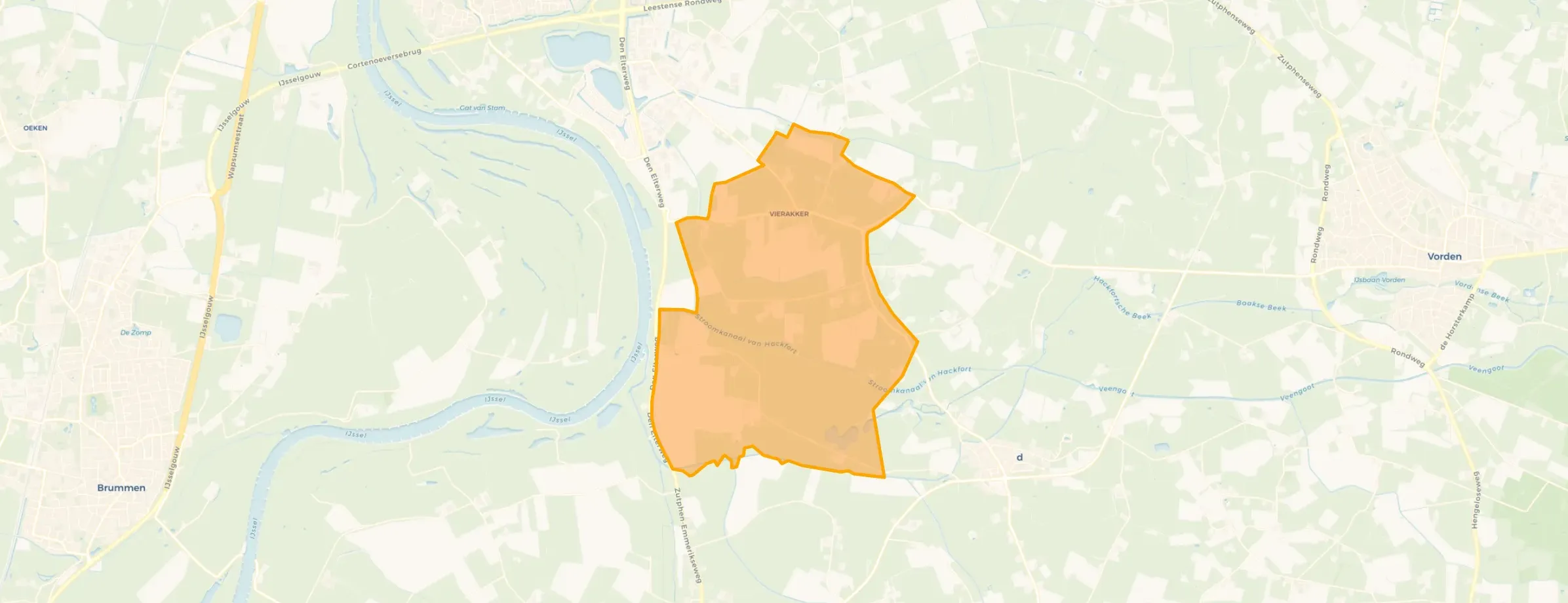Kaart van Verspreide huizen Vierakker