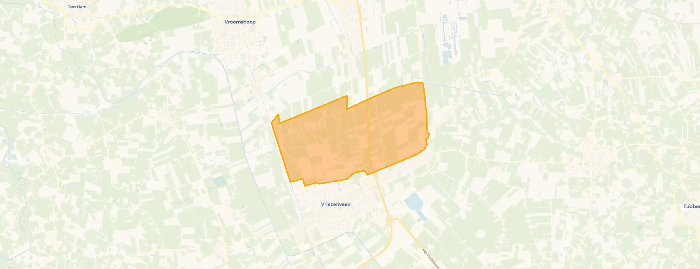 Kaart van Verspreide huizen Vriezenveen-Noord