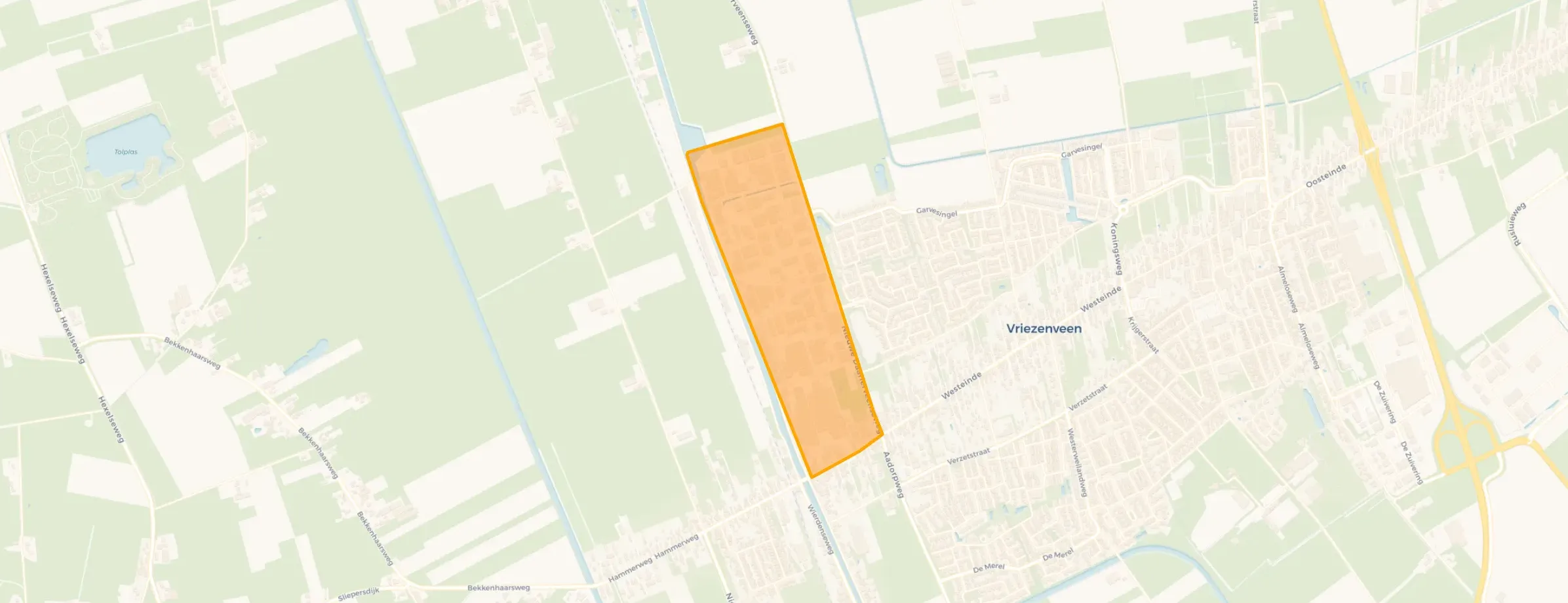 Kaart van Verspreide huizen Vriezenveen West Industrieterrein
