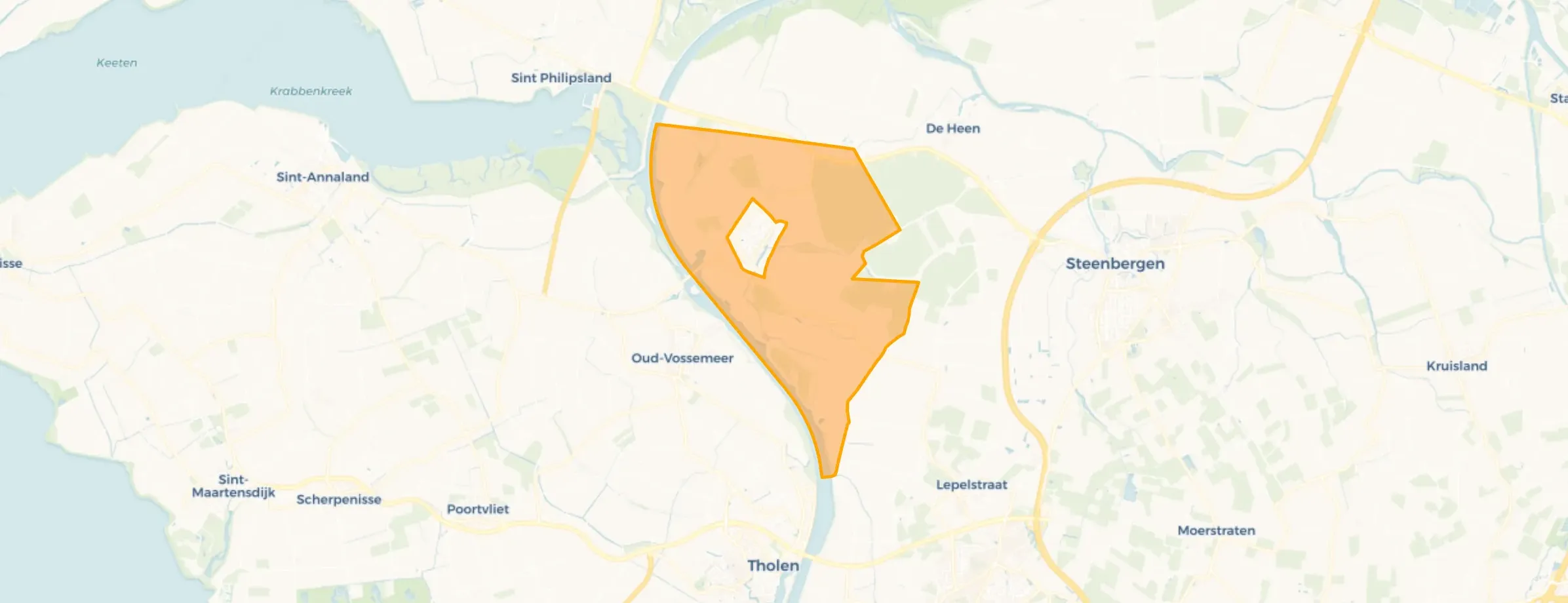 Verspreide huizen waaronder Pelsendijk en Rolaf in Steenbergen