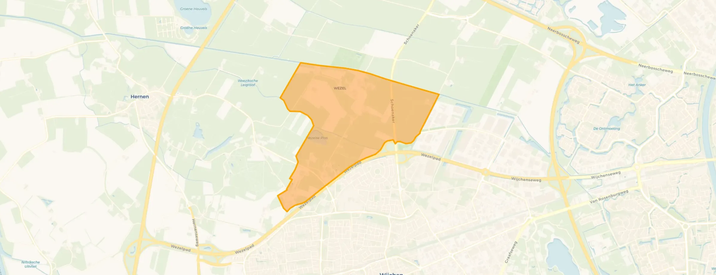 Kaart van Verspreide huizen wezel