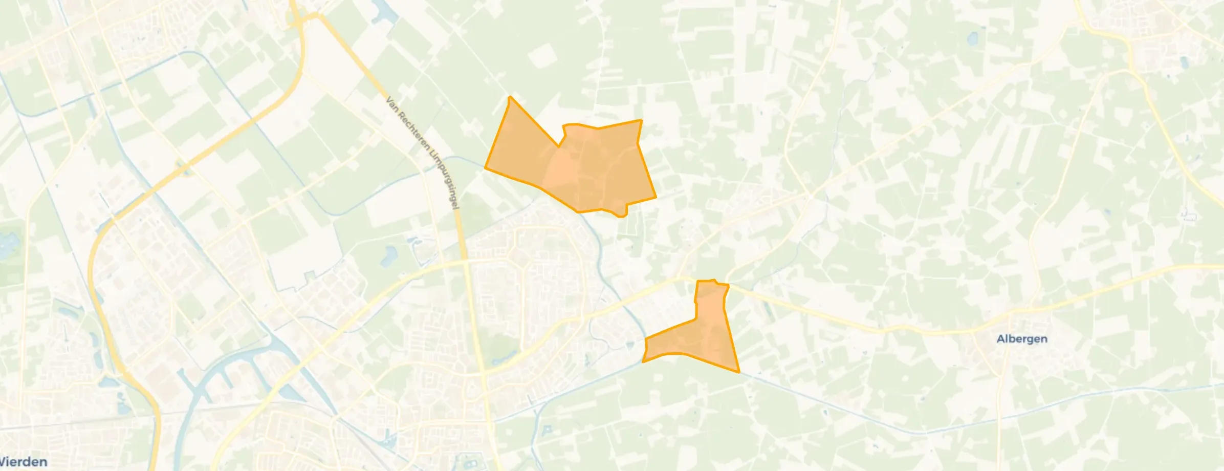 Kaart van Verspreide huizen wijk 13