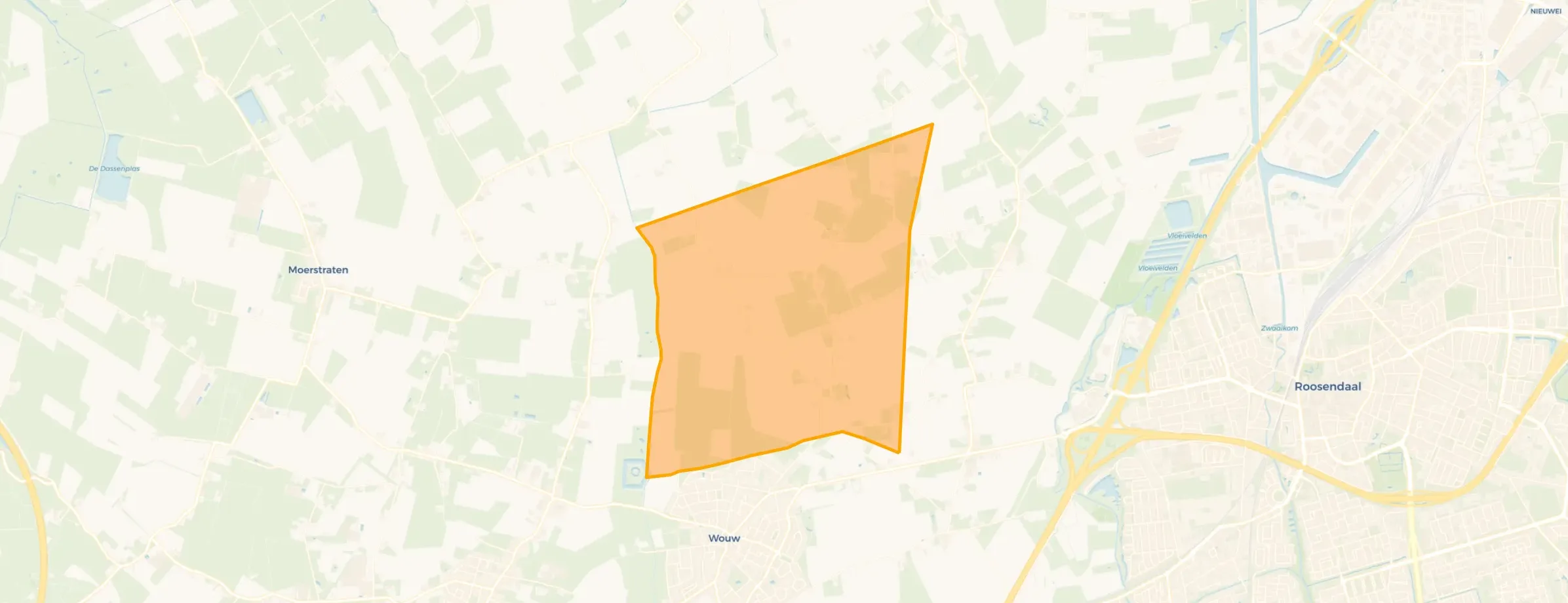 Kaart van Verspreide huizen Wouw in het Noorden