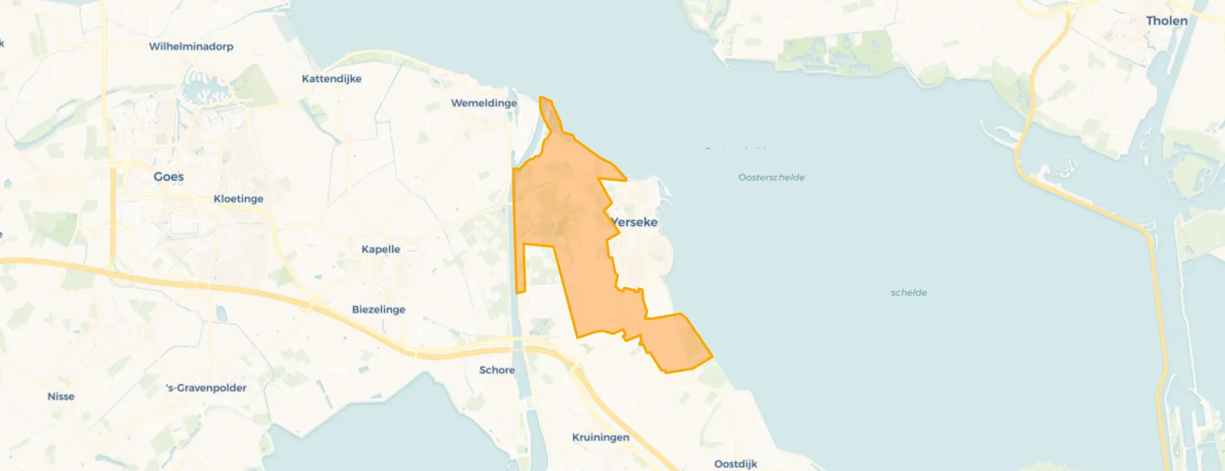 Kaart van Verspreide huizen Yerseke