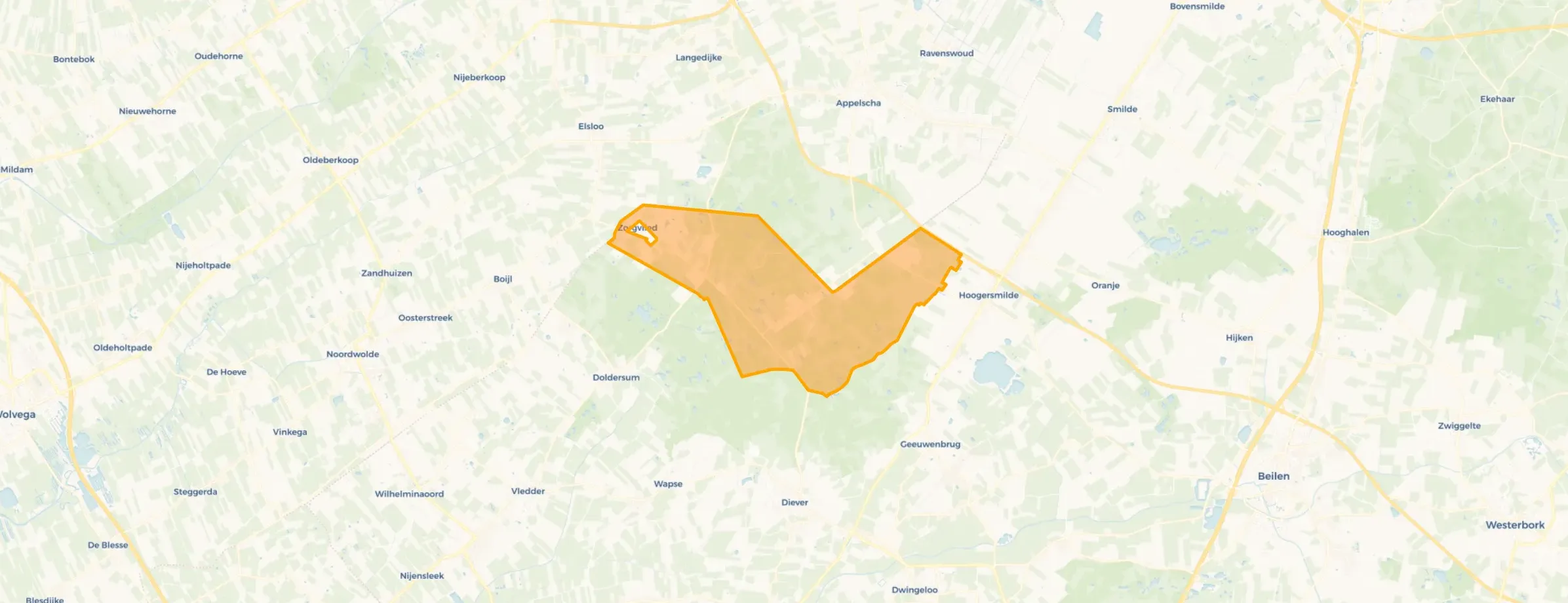 Kaart van Verspreide huizen Zorgvlied