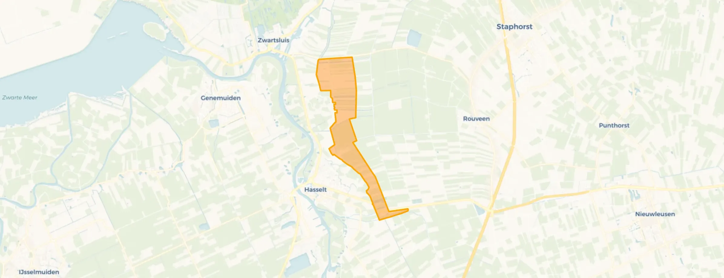 Kaart van Verspreide huizen Zwartewatersklooster en Holtrust