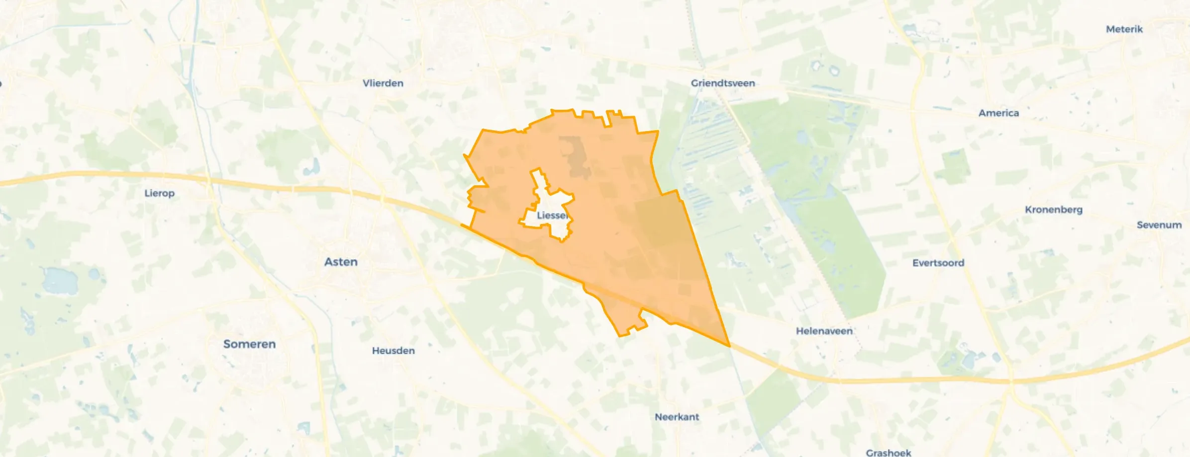 Kaart van Verspreide woningen bij Liessel