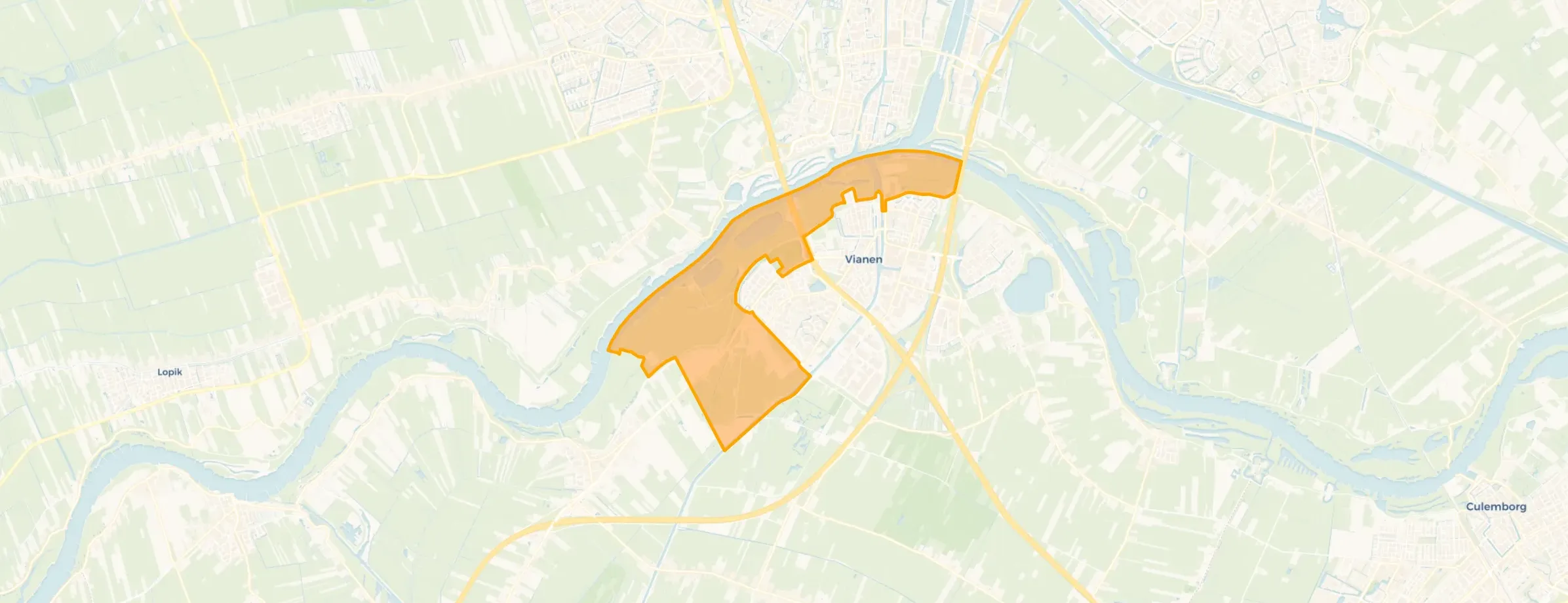 Kaart van Vianen buitengebied noord