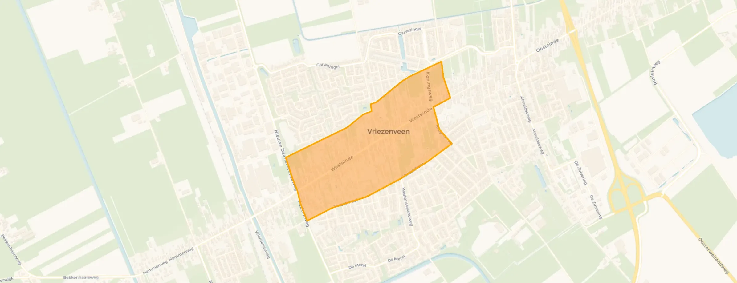 Kaart van Vriezenveen Westeinde