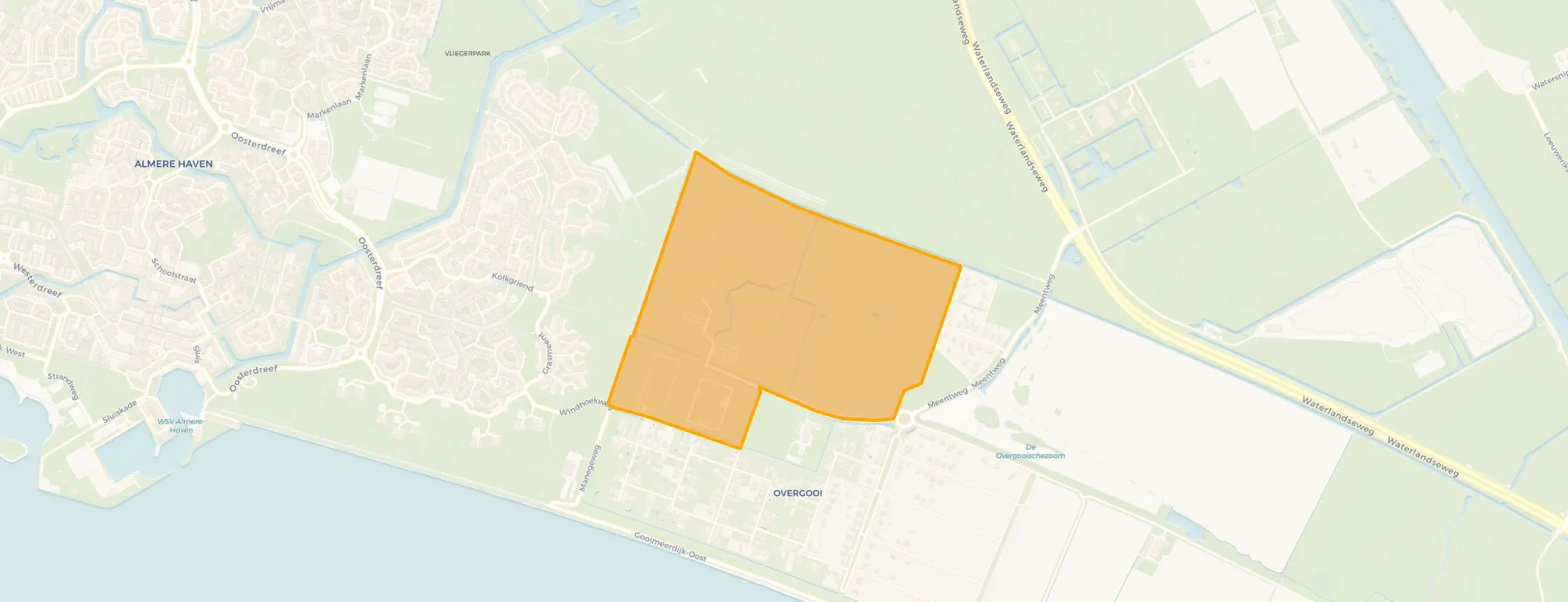 Kaart van Waterlandse Tuinen Windhoek en Schapenbos
