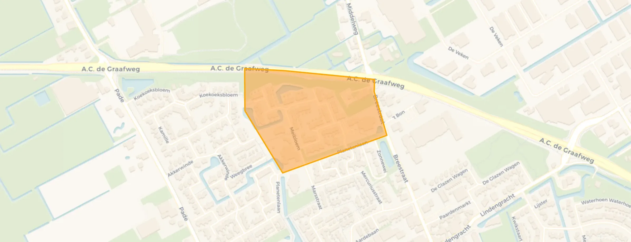 Kaart van Weidebloem Oost