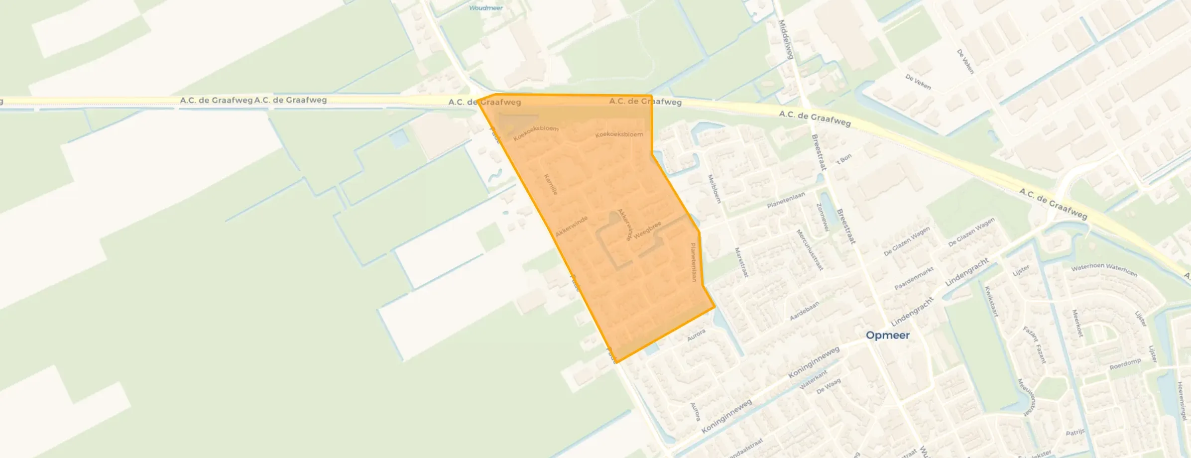 Kaart van Weidebloem West