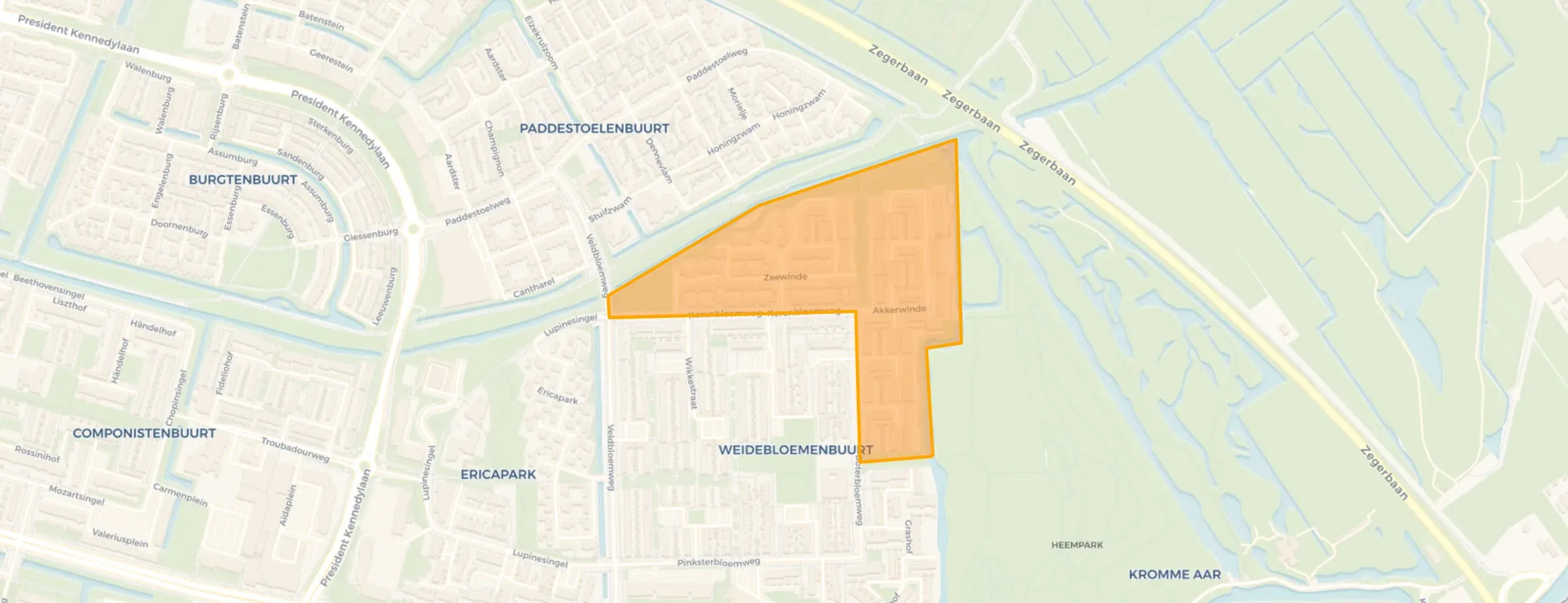 Kaart van Weidebloemenbuurt-Noord