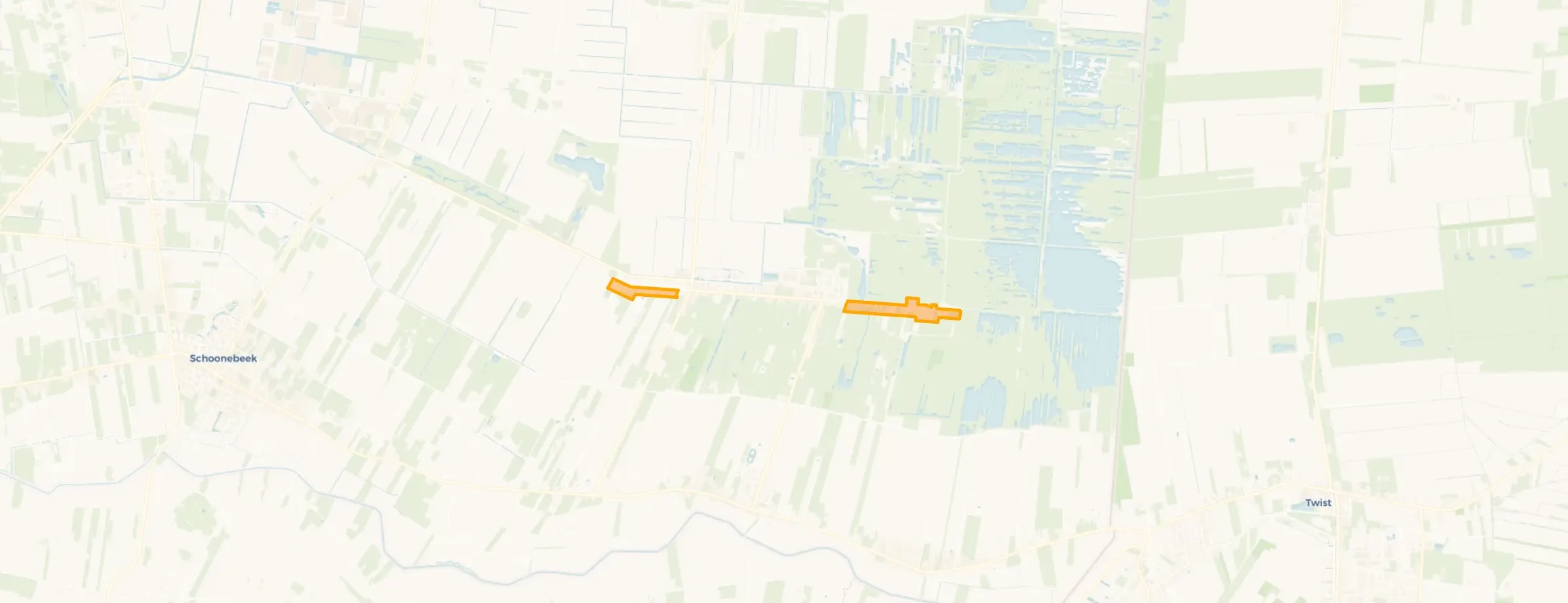 Kaart van Westelijk en oostelijk Weiteveen