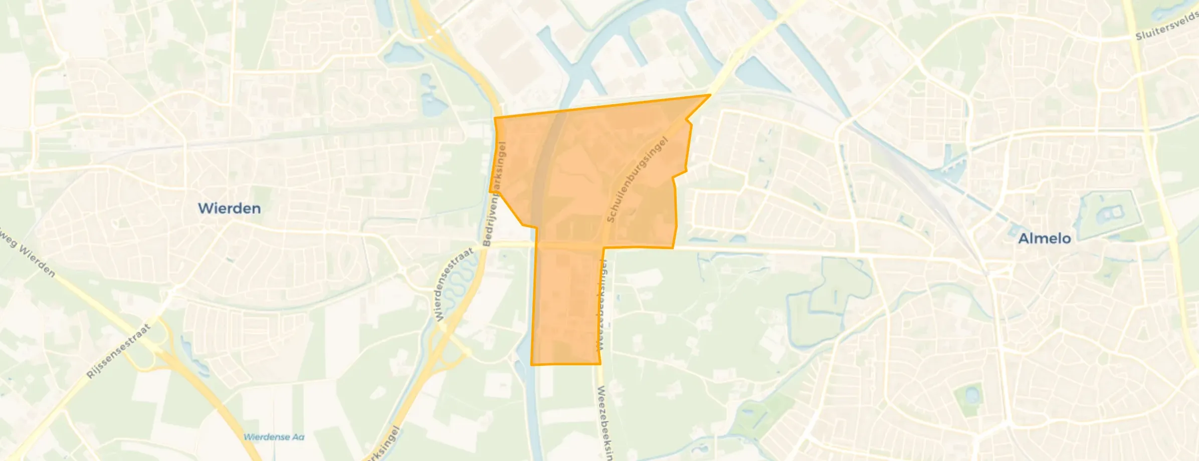 Kaart van Wierdensebrug en omgeving