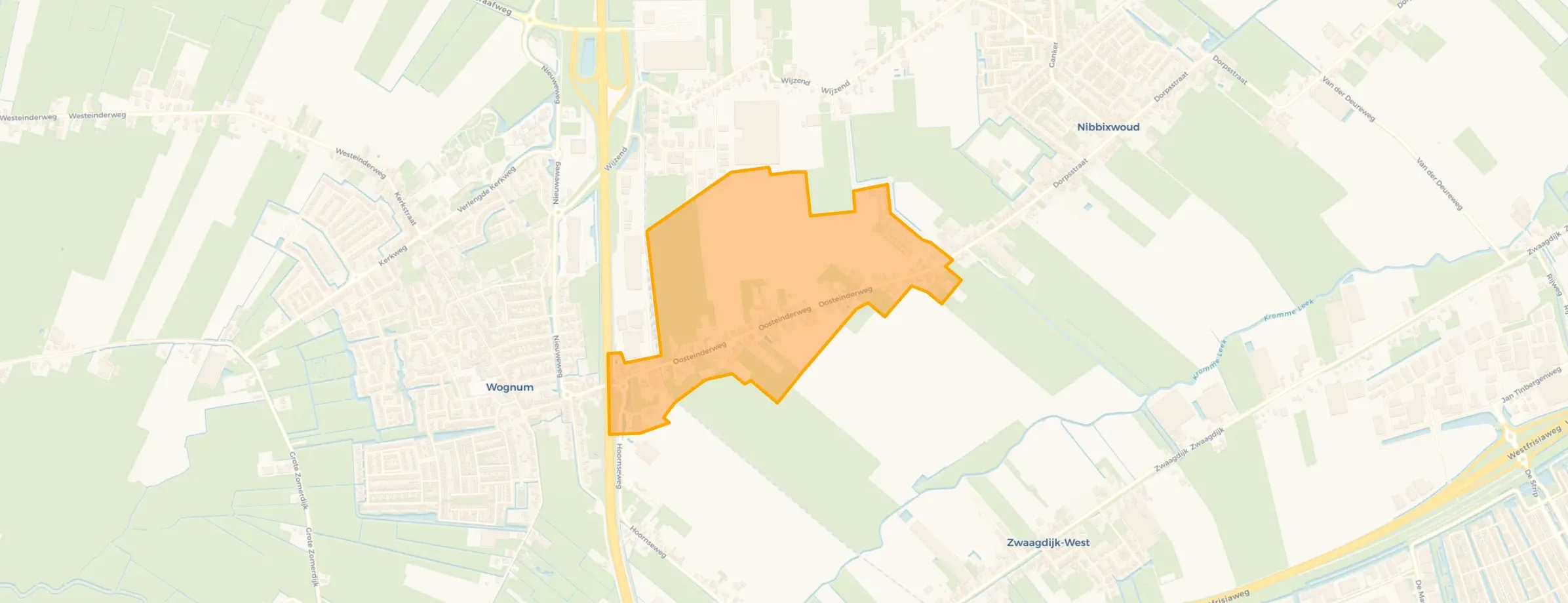 Kaart van Wognum Oosteinde