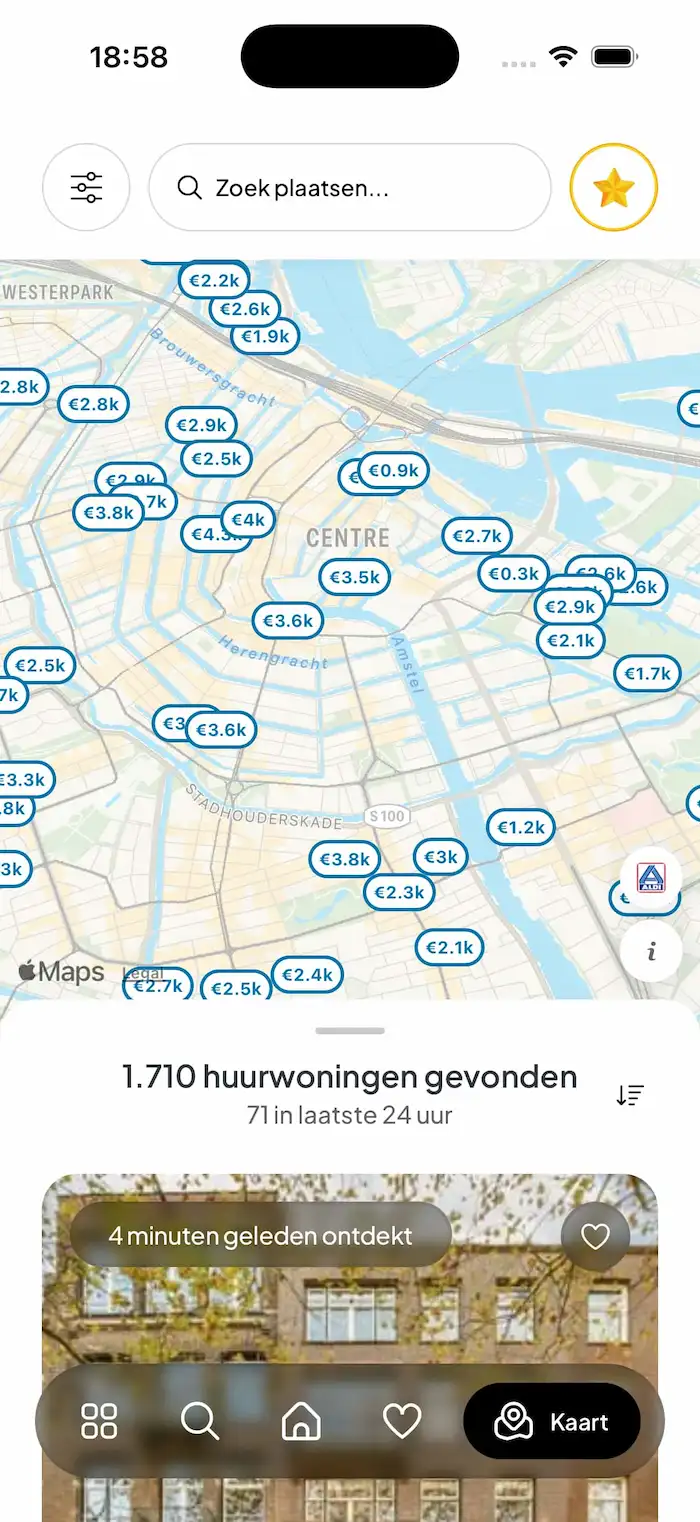 Kaart in de app