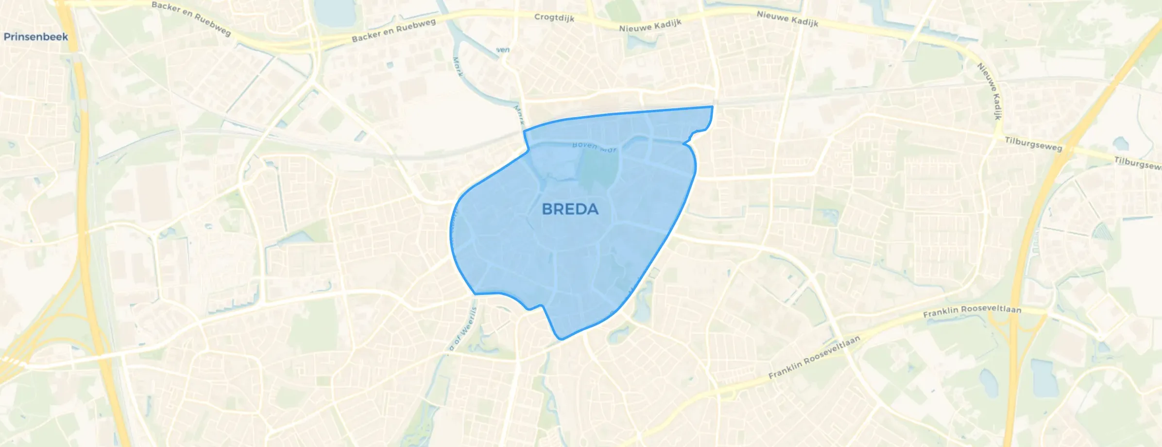 Kaart van Breda centrum