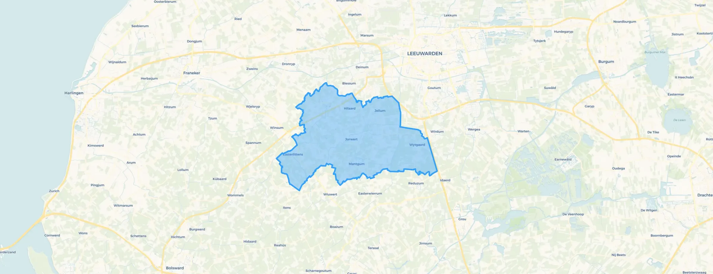 Kaart van Dorpen Zuid-West