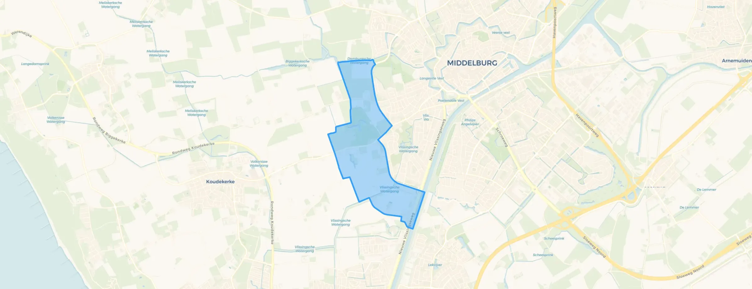 Verspreide huizen in het zuidwesten