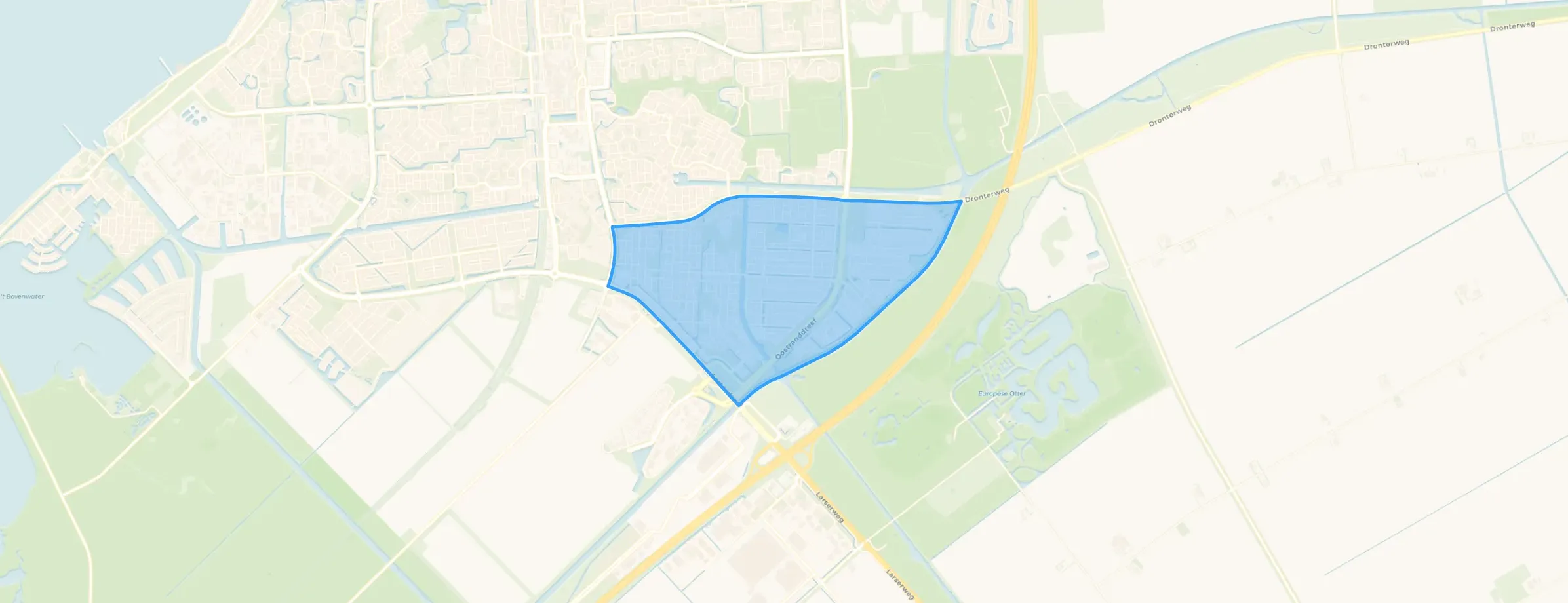 Kaart van Waterwijk-Landerijen