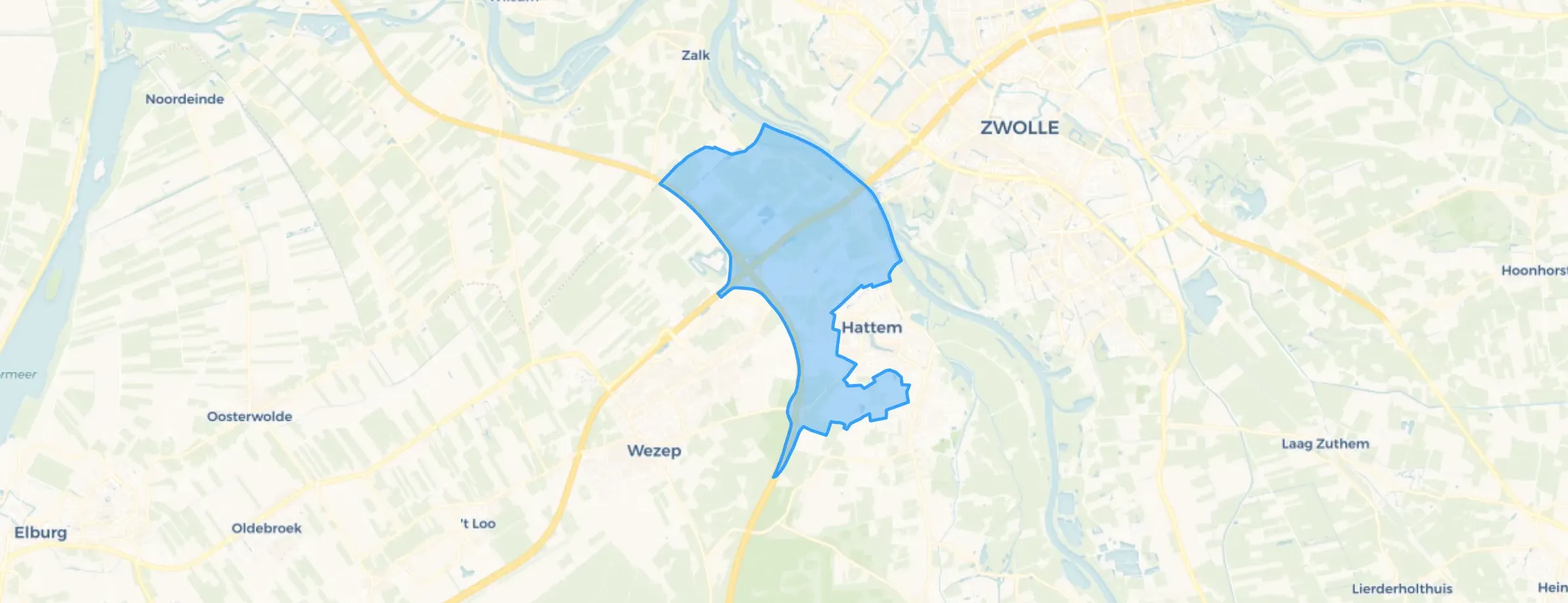 Kaart van Polder Hattem en Molecaten