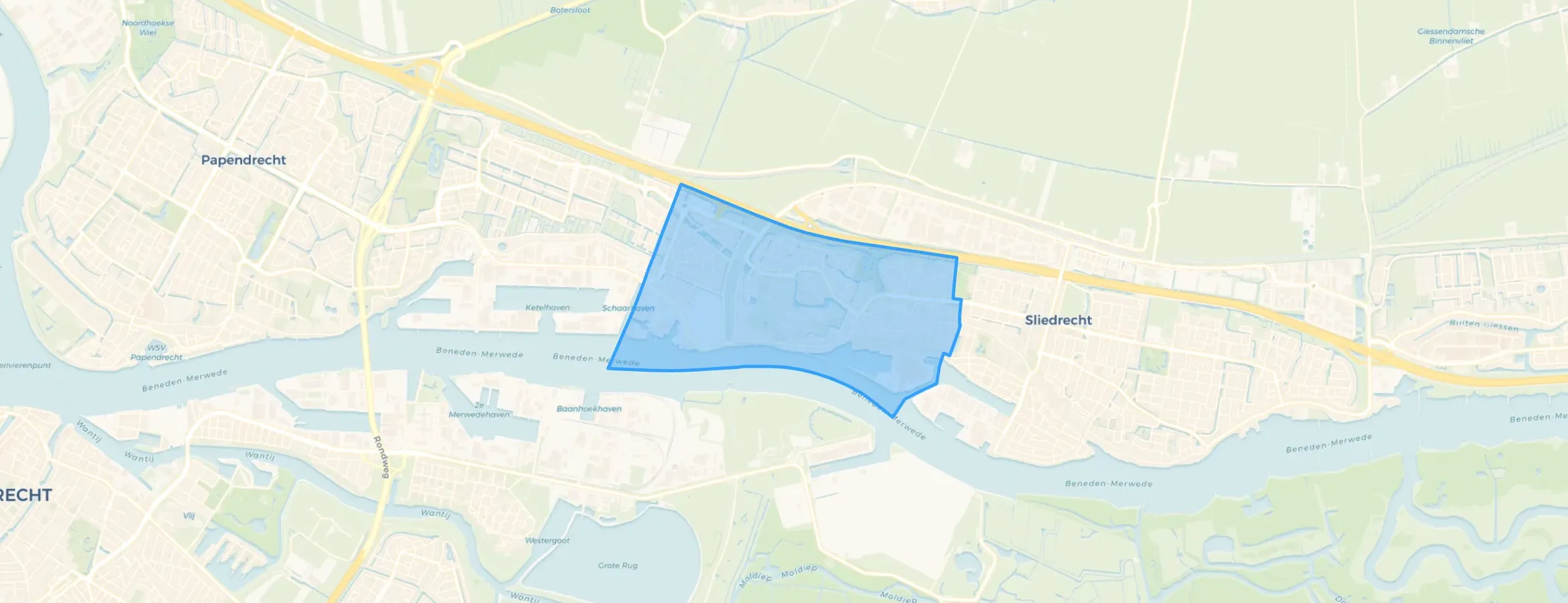 Kaart van Sliedrecht-West