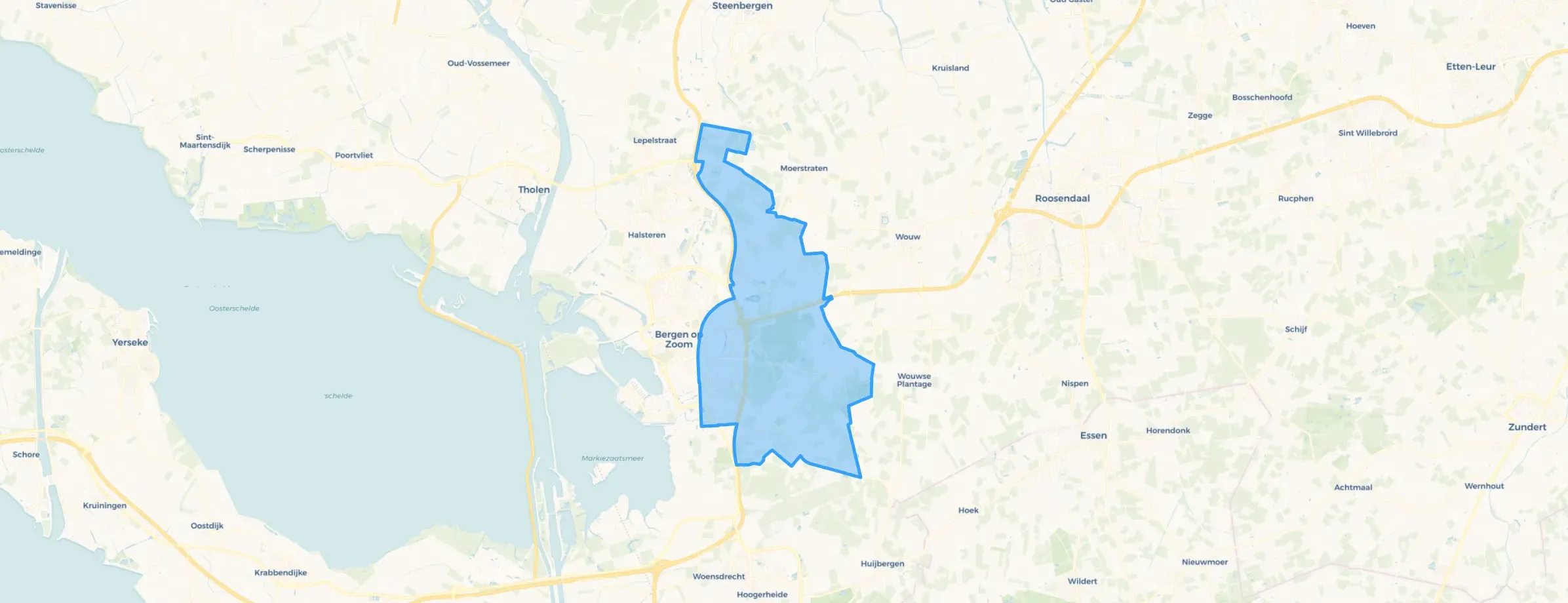 Kaart van Bergen op Zoom-Oost