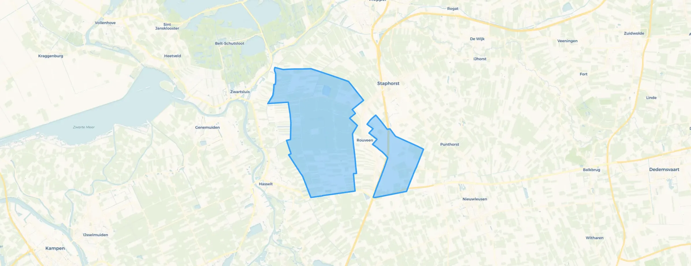 Kaart van Rouveen (buitengebied)