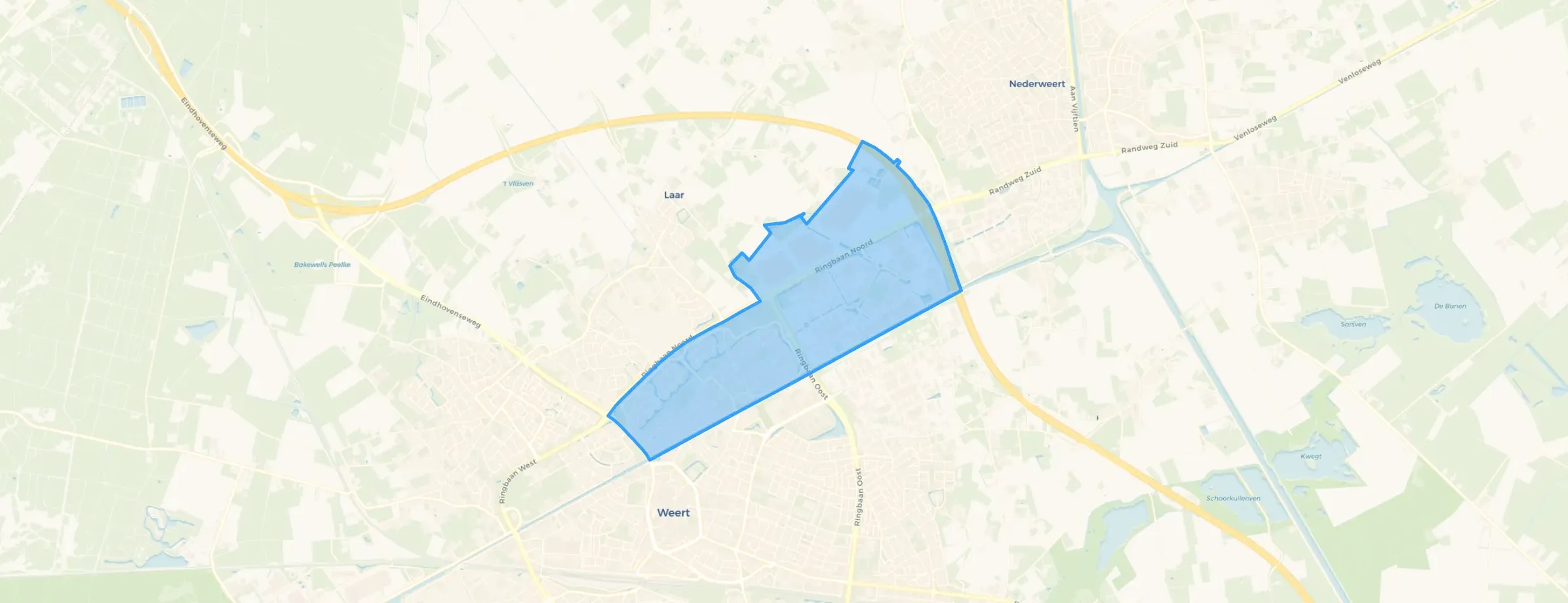 Kaart van Molenakker en Kampershoek
