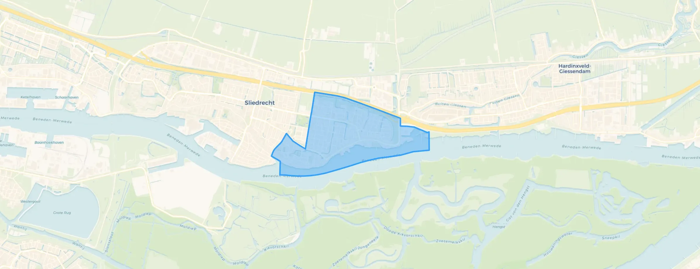 Kaart van Sliedrecht-Oost