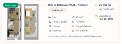 Appartement te huur: Berg en Dalseweg 79A1, Nijmegen