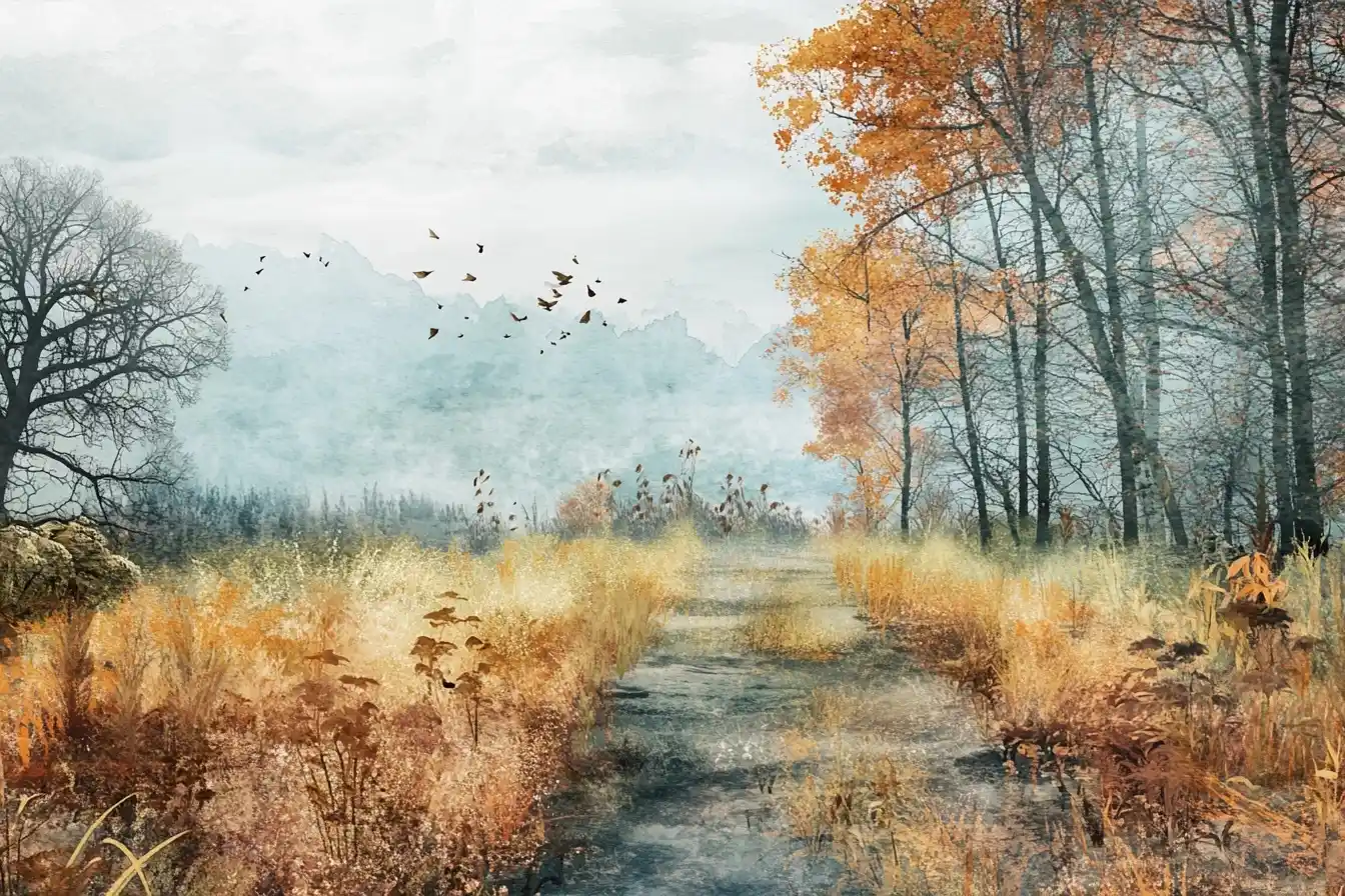 Illustratie van een wandelpad in Provincie Drenthe