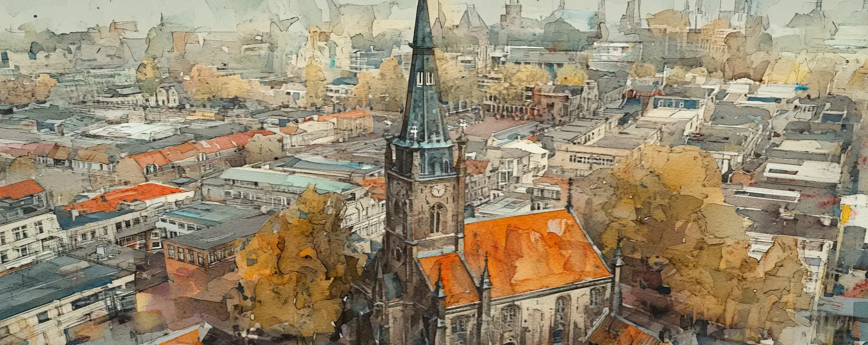 Een illustratie van een skyview in, Voorschoten, Zuid-Holland.